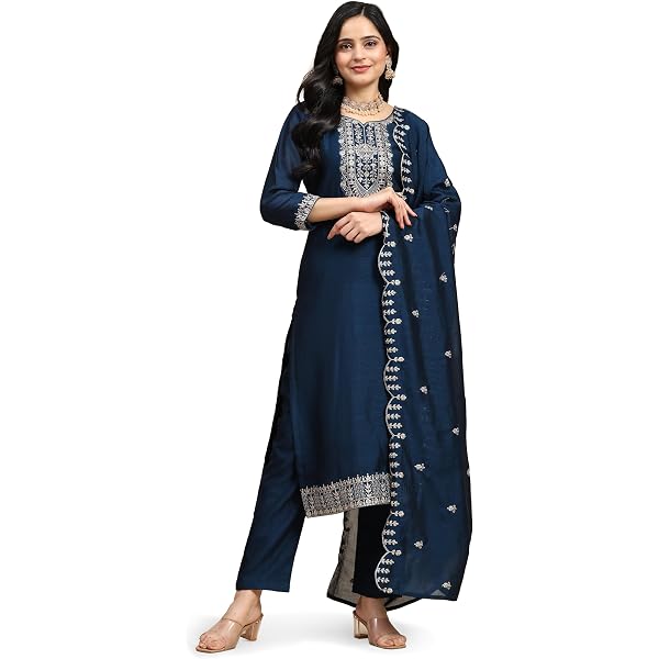 TRENDMALLS Kurta Set Jam Cotton Embroidery Kurta Pa Produktbild-Vorschau 10