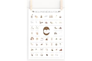 My Baby Days | Affiche Mes Premières Fois à Tamponner 'Karma' | Cadeau de naissance bébé fille ou garcon | jeune maman femme enceinte | carte étapes | Tableau à personnaliser (Affiche Karma seule A3)