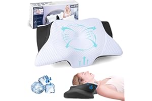 SAHEYER poduszka z pianki memory z poduszką antychrapającą Kingsize Cooling poduszka, ergonomiczna poduszka dla śpiących bocznych, pleców, brzucha, dla, czarny