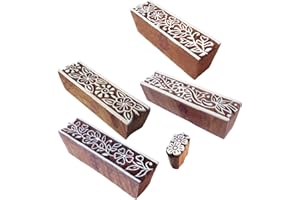 ROYAL KRAFT Asiatique Forme Floral et Bordure Bois Impression Timbres (Set de 5)