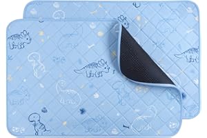 IEUUMLER Washable Pee Pads for Dogs, 2 Pack Waterproof & Non-Slip Pack Whelping Pad, Reusable Washable Puppy Potty Training Pad with Fast Absorbent for Playpen FC013 (91*58cm-2pcs, 2pcs Blue)