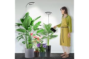 Garpsen Grow Light, Full Spectrum Plant Lights for Indoor Growing with 360° Gooseneck, 3 Colors Modes and 5 Dimmable Levels, 6/12/16H Timer, 65'' Height Adjustable Grow Lamp for Large Plants-[2Pack]