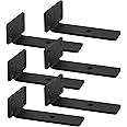 Shelf Brackets, 6 Pcs of 6 inch Heavy Duty Industrial Shelf Bracket, Black Metal L Brackets for Shelves Support DIY(1/5 Inch Thicked)