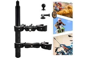 WEWOGA Osmo 360 Moto Double Pince Support Kit 59" Invisible Selfie Perche compatible pour Insta 360 X5-X Très Résistant Vélo Guidon Fixation Accessoire compatible pour GoPro 13-3 OSMO NANO D'action Caméra