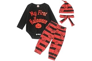 Puluole My First Disfraz de Halloween, 4 piezas, disfraz de calabaza para bebé, Halloween recién nacido