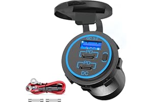 96W PD 3.0 USB C Steckdose 12V Einbau: Dual Typ C USB Dose Buchse Wasserdicht 12 Volt KFZ Zigarettenanzünder Adapter mit Schalter für Wohnmobil Auto Motorrad Boot LKW Wohnwagen