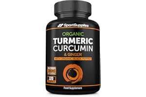 SS SPORT SUPPLIES Organic Turmeric Capsules High Strength and Black Pepper with Active Curcumin with Ginger 1380mg - Advanced Tumeric - Each 120 Veg Capsule is Organic (2 Capsules per Serving)