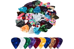 duoyif Médiators Professionnels 60Pcs Médiator Celluloïd Médiators Confortables, Premium Médiators De Guitare De Différentes Couleurs, Médiators Pour Guitare Basse Ukulélé 0,46 Mm 0,71 Mm 0,96 Mm