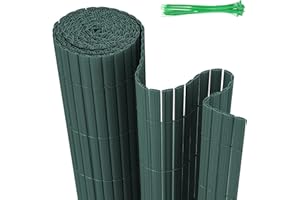 Jaxguom PVC Sichtschutzmatte, 90 x 400cm Sichtschutzzaun mit DREI Rippenverstärkungen und Kabelbindern, Windschutz Balkon Sichtschutz Wetterfest, für Zaun Garten Terrasse, Grün