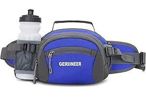 GERIINEER Bumbag with Bottle Holder Waterproof Bumbags for Women Men Dog Walking Fanny Packs for Women Men Plus Size Waist Pack for Climbing Hiking Travel Cycling Outdoor Sport