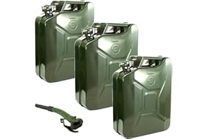 Holmwerk 3x Kraftstoffkanister Metallkanister mit Ausgießer UN-Zulassung Olivgrün RAL6003 Benzinkanister Dieselkanister (20 Liter grün)