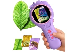 JOFUNI Unicorn Handheld Digital Microscope for Kids, Mini Portable Microscope Camera with Light 2.0" IPS Screen 5 Megapixels 4X Zoom Magnification STEM Toys Gift for 4-8 Years Old Boys Girls