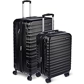 Amazon Basics Maleta Rígida De ABS Con 4 Ruedas Giratorias, Juego De 2 Unidades (55, 78 cm), Negro