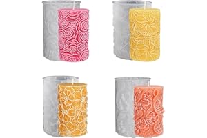 BRAVIKERLY Set di 4 stampi per candele in silicone da versare, stampi per candele fai da te, stampini in silicone per aromaterapia, candele, artigianato (Color-B)