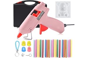 OGRMAR 20W Mini Hot Glue Gun Kit With 30pcs Glitter Color Sticks for School Crafts DIY Arts Quick Home Repairs (Pink)