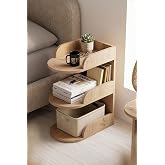 Reyo Falez Komodin Modern Ahşap 3 Katlı Raflı Yan Sehpa &Ccedil;ok Ama&ccedil;lı Organizer Kitaplık Naturel