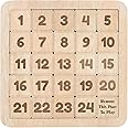 ECOTOUCH Wooden Number Slide Puzzle for Kids and Adults, Brain Teasers Toy Number Arranging and Mind Puzzle Game, Non-Interlocked Pieces (1 to 24)