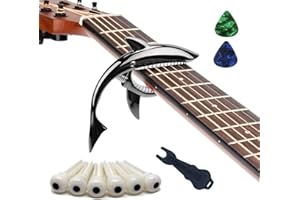 WEIBANG Shark Guitar Capo for Acoustic and Electric Guitar Shark Capo-Made of Zinc Alloy for 6 String Guitar Has a unique cool beauty and Easy to fit on the guitar(Black)