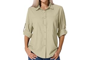 Asfixiado Shirts Damen UV Shirt UPF 50+ Safari Kleidung Wanderbluse Damen Hemdbluse Outdoor Atmungsaktiv Quick Dry Sonnenschutz Langarmshirt Bluse