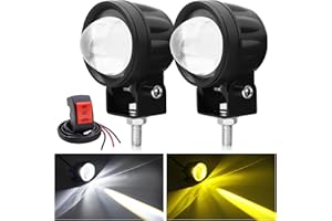 NWPangu Motorcycle Spotlights LED Driving Fog Light Yellow White Bi-Color Additional Front Headlights Driving Lamps Universal for Motorbike ATV UTV Dirt Bike,2PCS (Include Switch)