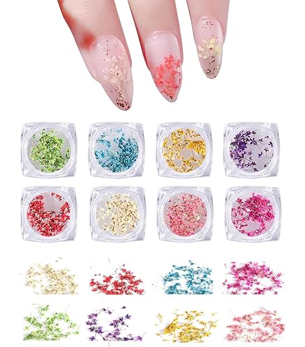 4 Boxen 3D-Nagelkunst-Trockenblumen – Bunte Blütenblätter Für DIY-Nageldesign & Schmuck