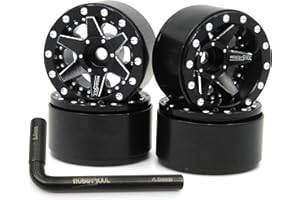 hobbysoul Cerchioni con offset regolabile 1,0 ruote Beadlock, colore nero, 1/24 Deep Dish Wheels 20,5 g/cerchione per RC 1/18 TRX4M Axial SCX24 90081 e altri micro crawler 1/24 (confezione da 4)