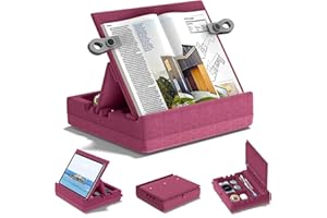 KDD Supporto per Libri con Magazzino, Cuscino da Lettura per Letto con Visione Multiangolare, Leggio per Libri per Grembo, Letto e Divano, Supporto Tablet Pieghevole per Libri, ipad, Penna, Violet