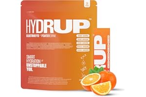 HYDRUP - Elettroliti Senza Zucchero in Polvere 1733 mg - Idratazione con Vitamine B e C - Sapore Arancia - Pacchetto Richiudibile con 16 Bustine da 14 Grammi - Senza Glutine e Senza Lattosio