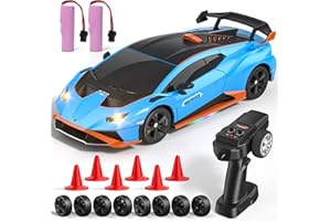 AYIQUTY Lamborghini RC Drift Car, 1:24 Mini 4WD Remote Control Drift Cars with Full Proportional Throttle and LED Light, 25 KM/H Toy Car with Speed Adjustment, Toys Gifts for 6 7 8 9 10 11 12 Year Old Boy