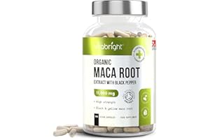 Black Maca Root Capsules & Yellow | Super Strength 11,000mg | 180 Count - 3 Month Supply | Organic Maca Powder in Veggie Capsules for Women & Men | VitaBright