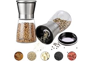Hainue Especias Manual de Acero Inoxidable Molinillo,Cerámica Ajustable Molinillo de Sal,Molinillo sal con Núcleo Abrasivo Cerámico,Molinillo Pimienta Para Sal Marina Gruesa Y Granos De Pimienta