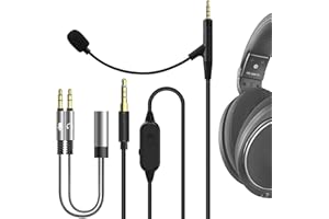 GEEKRIA QuickFit Boom Mic - Cavo per cuffie per giochi e riunioni, compatibile con Sennheiser HD-599 579 569 559 569 559 559 558, cavo di ricambio da 2,5 mm con microfono e controllo volume/muto