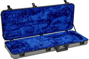 Fender Deluxe Molded Strat,Tele Electric Guitar Case, TSA-Approved with Military-Grade Shell, Lake Placid Blue Interior, Inca Silver Exterior