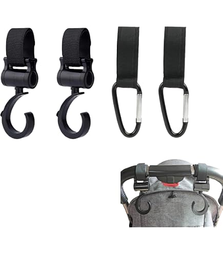4 Stck Kinderwagen Haken Lederoptik  Universeller Taschenhalter Fr  Wickeltasche Ruckscke Bis 60kg Universell Passform