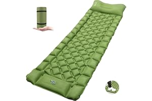 ONTYZZ Matelas Gonflable Camping Ultraléger Tapis de Couchage 1 Place avec Oreiller & Pompe à Pied Lit Gonflable Joignable Matelas Plein Air pour Tente Trekking Plage
