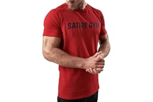 Satire Gym - Fitness Slim Fit T-Shirt in Cotone da Uomo/Stretto e ad Asciugatura Rapida, da Uomo – Maglietta Sportiva da Uomo e da Palestra
