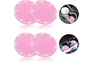 Cobee Bling Lot de 4 dessous de verre universels en silicone antidérapant, 7,9 x 7,9 cm, rose