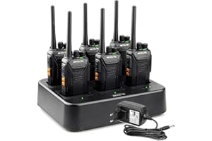 Retevis RT27 Walkie Talkie, PMR446 Ricetrasmittenti Professionali, Caricatore da 6 Slot, Robusta Portatili Walkie Talkie Lungo Raggio Professionale per Fornitori, Costruzione (6 Pezzi, Nero)