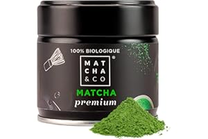 Thé Matcha 100 % biologique de qualité supérieure 30 g [qualité cérémonielle Premium]. Poudre de thé vert biologique du Japon. Thé Matcha biologique de qualité cérémonielle.
