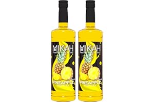 Mikah - Premium Flavors - Pineapple (Ananas) x2 | Sciroppo Per Drink e Dessert | Uso Professionale | 2 Bottiglie da 1 Litro (2x1000ml)