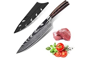 KEPEAK 20cm Cuchillo de Cocina, Cuchillos de Cocina Afilados de Acero Inoxidable de Diferentes Tamaños con Agarre Cómodo, Cuchillo de Cocina/Restaurante a Prueba de Herrumbre (A)