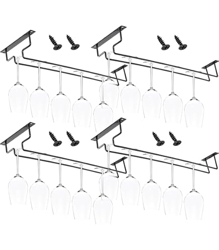 Abcsea 1 Stuk Wijnglazen Rek Onder Kast Zwart, Stemware Rack, Wijnglazen Houder, Beker Wijnrek Met Schroeven, 50cm 1 Rije
