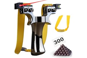 PZCC Professionnel Super Clip Slingshot avec Bande élastique, équipement de Sport en lot avec Caoutchouc de Rechange et Billes d'argile.(Résine Noire argentée-B)
