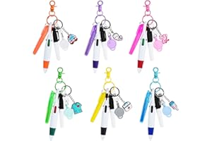 SHAIDOJIO 6PCS Ensembles Set de Stylos D'Infirmière, Comprenant 6 Surligneurs, 6 Marqueurs, 6 Stylos à Bille Rétractables, 6 Porte-Clés à Clip, 6 Porte-Clés de Dessin Animé et 6 Bobines de Badge D'infirmière