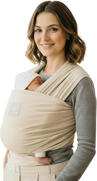 manduca Sling – elastisches Babytragetuch für Neugeborene ab 3,5 kg und Babys bis 15 kg – stabiles Tragetuch aus weichem Jersey-Strickstoff aus 100% Baumwolle (Bio) – Einheitsgröße, Farbe: powder - 1