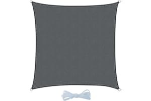 COOL AREA żagiel przeciwsłoneczny kwadratowy 4x4m, ochrona przed promieniowaniem UV,odporny na działanie wody,na balkon,taras,do ogrodu,kolor Antracyt