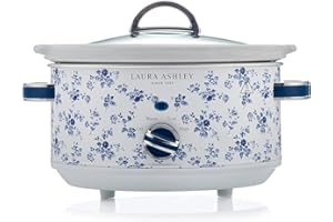 Olla de Cocción Lenta Laura Ashley 3.5L con Estampado China Rose by VQ - Olla Lenta Para 4-5 Personas - Olla Electrica Lnergéticamente Eficiente Con 3 Ajustes de Calor - Arrocera Con Tapa de Cristal