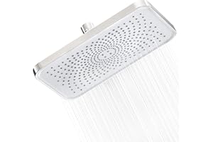 FRIYOYA Water-Saving Rainfall Shower Heads 10 Inch, Square Rain High Pressure Shower Head, Fixed Waterfall Overhead Shower Head with Universal Fitting,Chrome