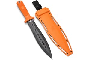 ODENWOLF W-SowCatcher - Großes Jagdmesser aus D2-Stahl - Großes Feststehendes Messer mit Scheide - Zweischneidiges Schwert mit TPE-Griff - Full Tang Survival Messer für Outdoor Aktivitäten