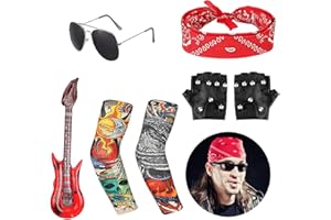 FEXPDL 9pcs Rockstar Kids Costume Accessories - Rock Star Fancy Dress for Boys and Girls, ALYH048